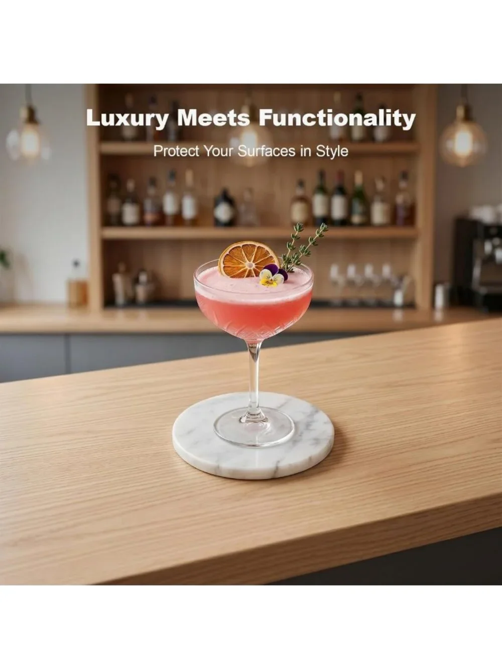 Set of 4 Marble Drink Coasters, 4-Inch Natural Stone, Stylish Home Decor, Gift
